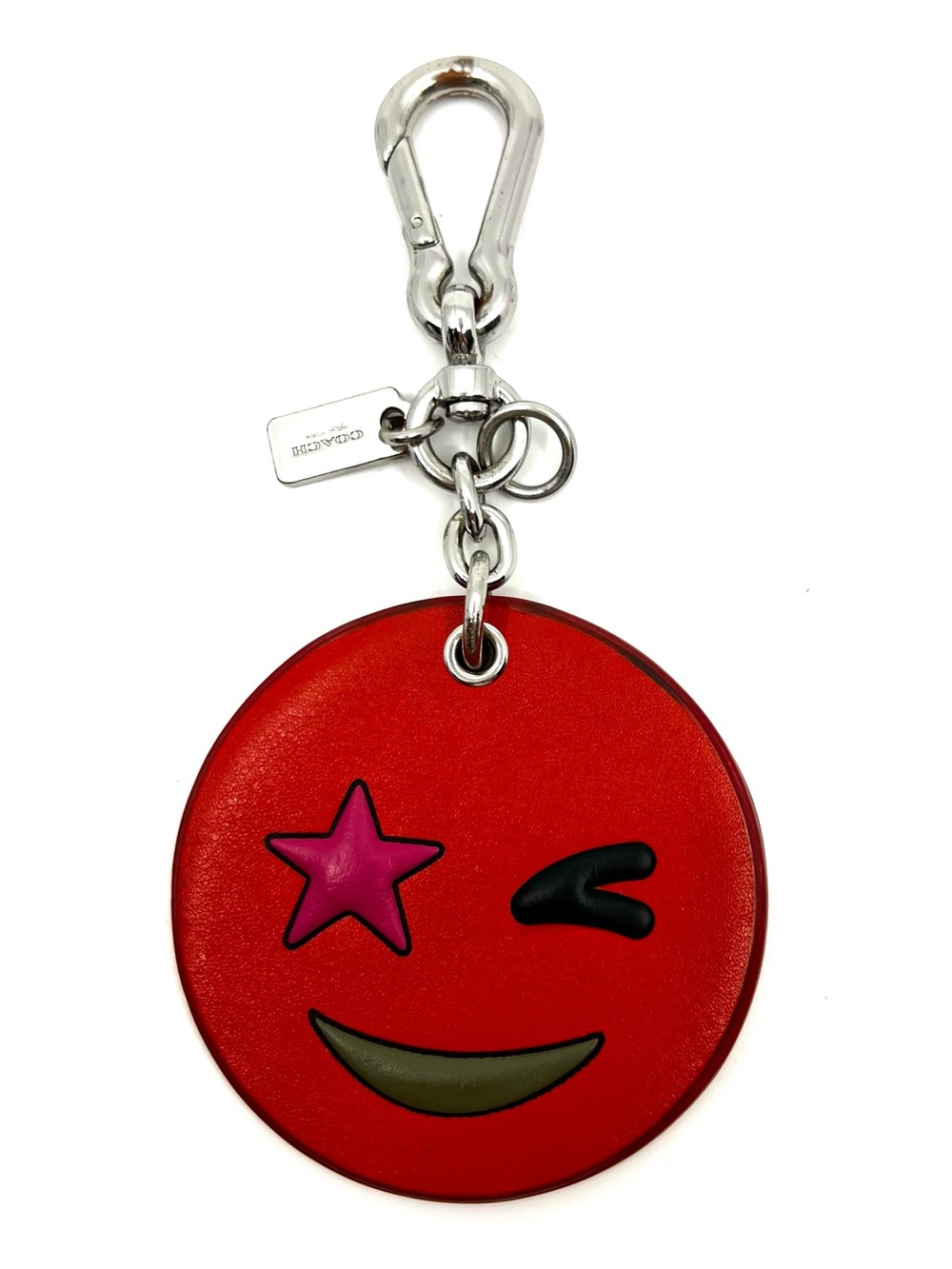 Coach Leather Winky Emoji Bag Charm Keychain F65831